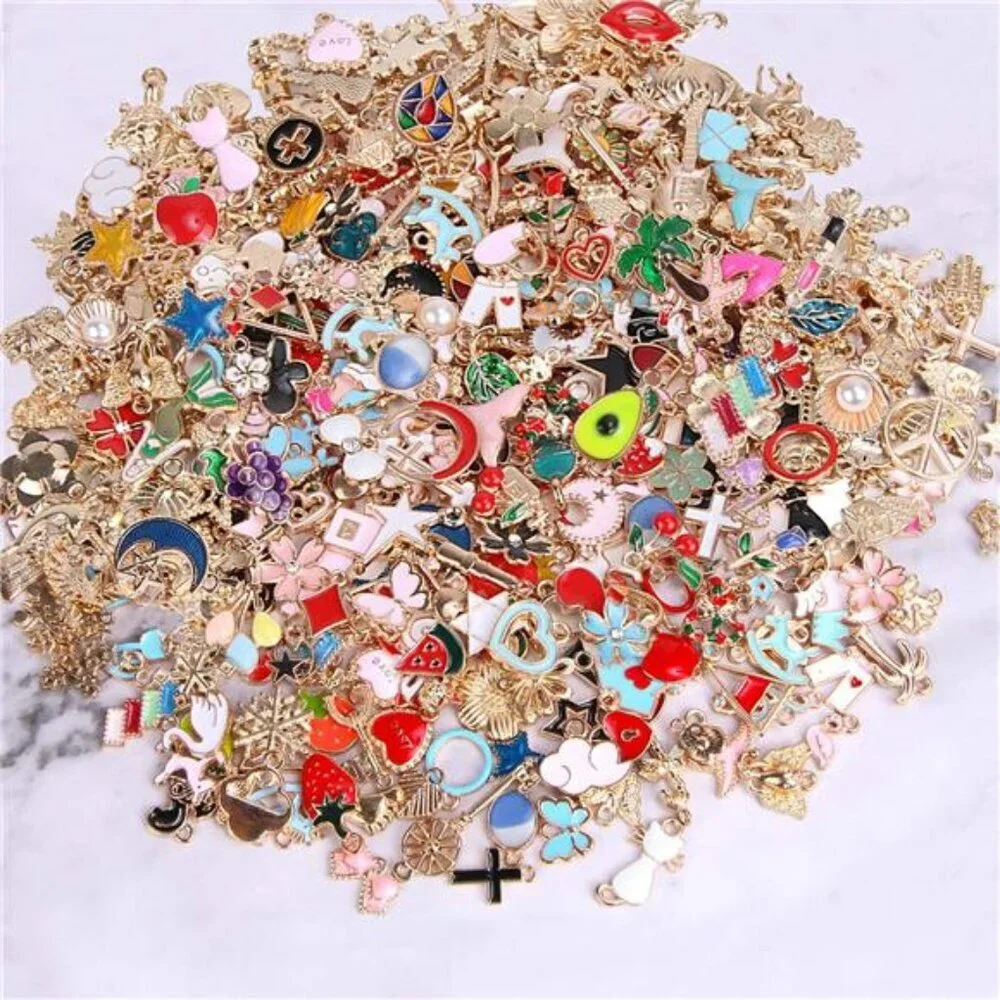350Pcs Bracelet Charms Jewelry Making Charms Assorted Gold Plated Enamel - Picture 3 of 7